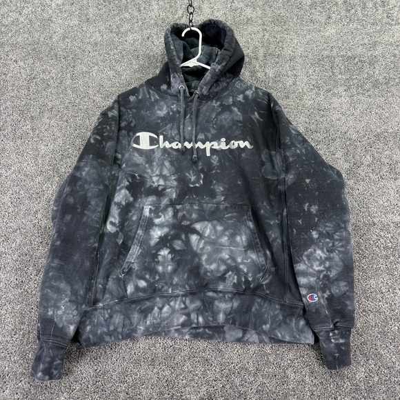 Champion Other - Champion Hoodie Mens Large Gray Tie Dye Reverse Weave Pullover Logo Casual City
